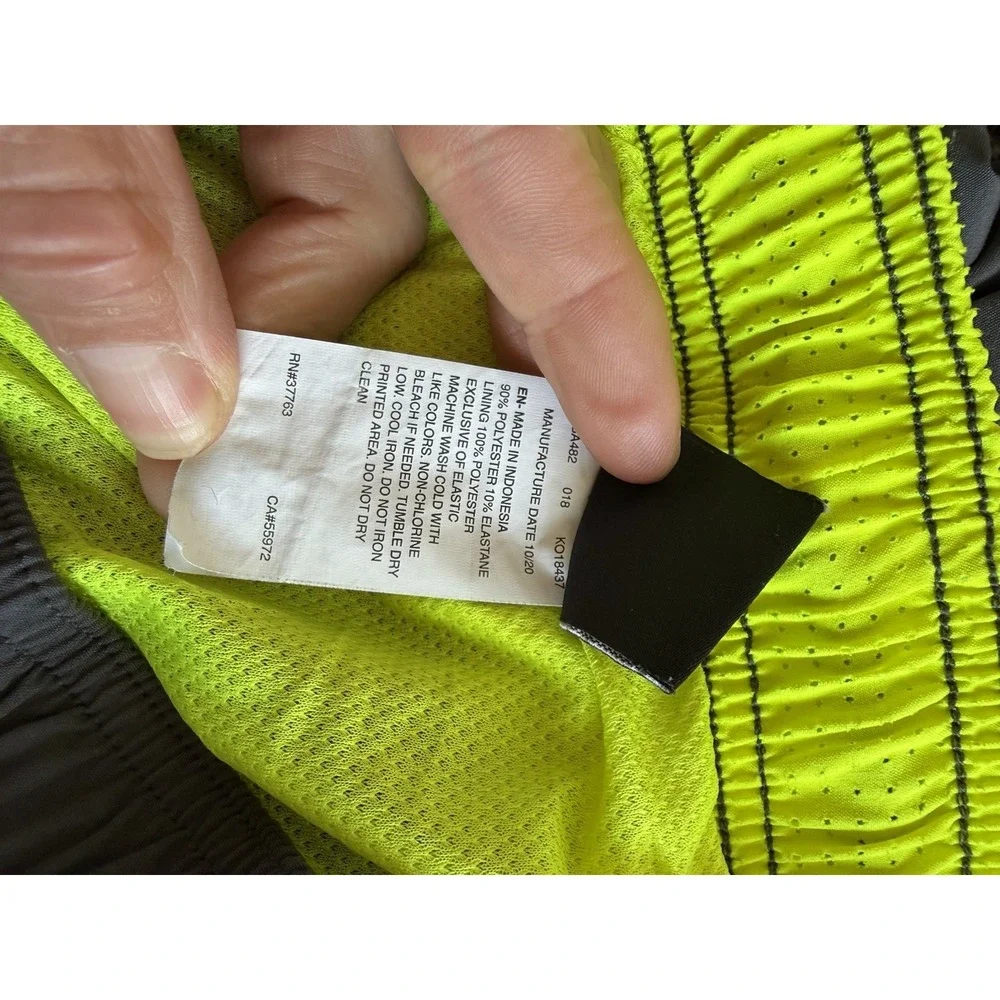Nike Swim Shorts Mesh Lined Gray‎ Volt Yellow Men's Large